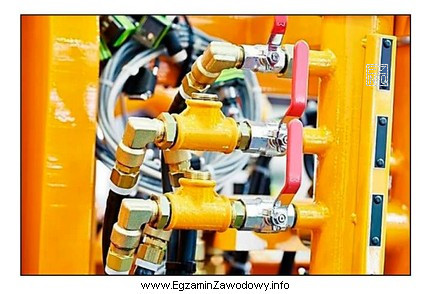 Na rysunku przedstawiono połączenie instalacji hydraulicznej z zastosowaniem zaworó