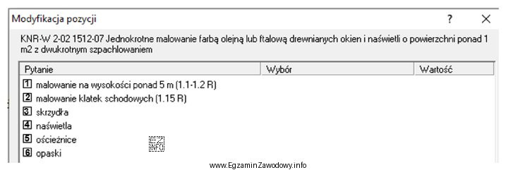 Które pozycje z tabeli należy zaznaczyć w programie 