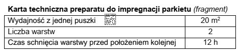 Na podstawie fragmentu karty technicznej określ, ile puszek preparatu 