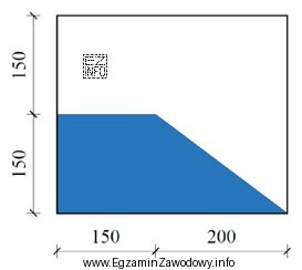 Zaznaczony na ilustracji kolorem niebieskim fragment ściany do malowania ma 