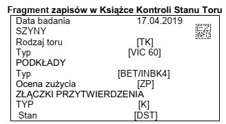 Na podstawie fragmentu Książki Kontroli Stanu Toru wskaż, jaki 