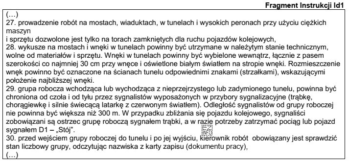 Zgodnie z fragmentem Instrukcji Id1 odległość sygnalistów od 