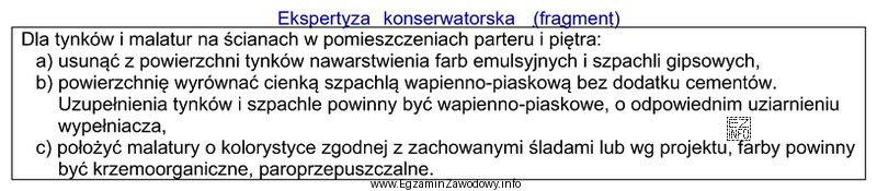 Wykonanie którego zabiegu konserwatorskiego zaleca zamieszczony fragment ekspertyzy?