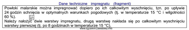 Na podstawie danych technicznych impregnatu oblicz, ile wynosi łączny czas 