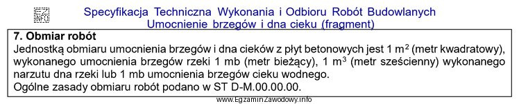 Na podstawie fragmentu specyfikacji określ jednostkę, którą należ