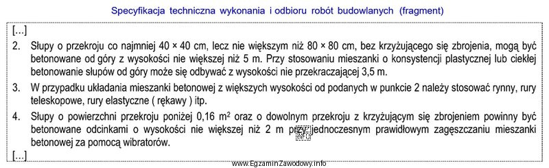 Na podstawie zamieszczonego fragmentu specyfikacji technicznej określ maksymalną wysokość, 