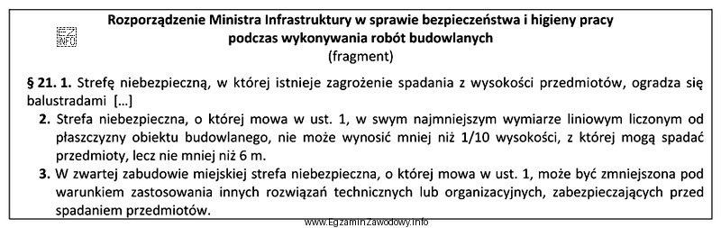 Na podstawie zamieszczonego fragmentu rozporządzenia określ minimalną szerokość 
