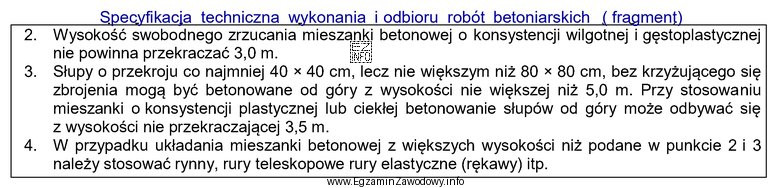 Na podstawie zamieszczonego fragmentu specyfikacji technicznej określ maksymalną wysokość, 