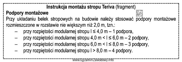 Na podstawie fragmentu instrukcji montażu stropu Teriva określ 