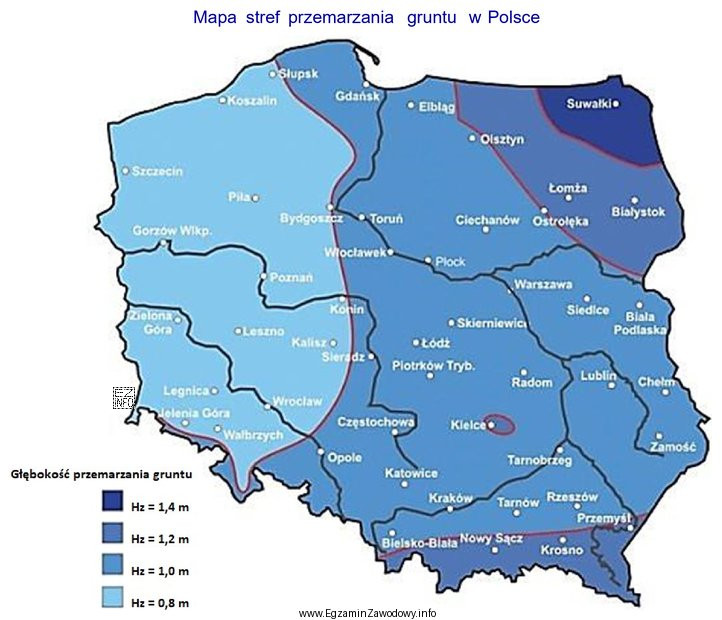 Na podstawie zamieszczonej mapy określ, który poziom posadowienia ł