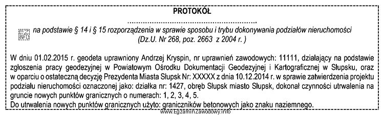 Przedstawiony dokument to fragment Protokołu