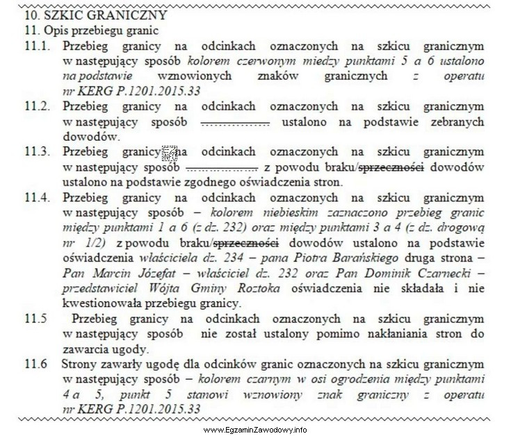 W którym punkcie zamieszczonego fragmentu protokołu granicznego został 