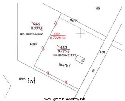 Na rysunku przedstawiono fragment mapy z projektem