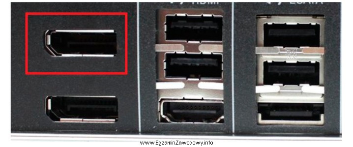 Na rysunku, złącze monitora oznaczone ramką czerwoną, będzie 