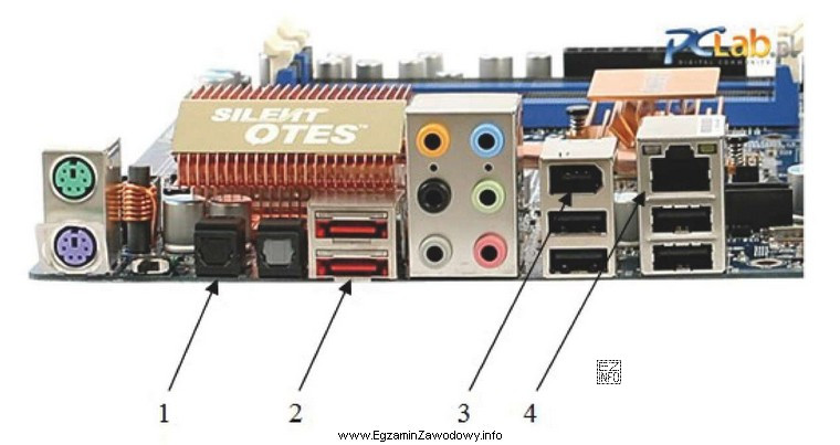 Który port na przedstawionej płycie głównej 