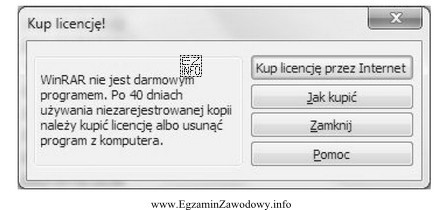 Program WinRAR wyświetlił okienko informacyjne pokazane na rysunku. Z 