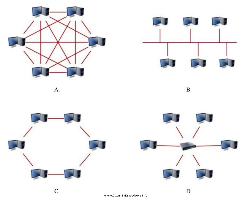 Która z topologii przedstawionych na rysunkach jest topologią siatki?