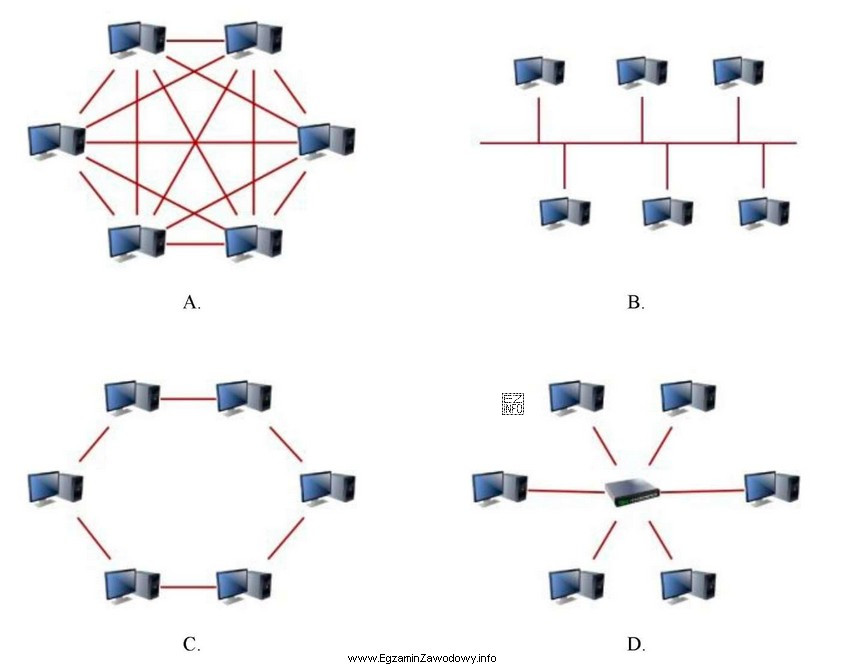 Która z topologii przedstawionych na rysunkach jest topologią siatki?