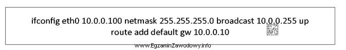 W wyniku wykonania przedstawionych poleceń systemu Linux interfejs sieciowy eth0 