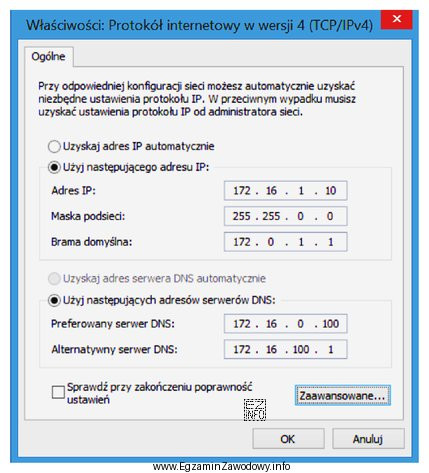 Komputer ma pracować w sieci lokalnej o adresie 172.16.0.0/16 i łączyć 