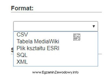Na obrazie przedstawiono wybór formatu pliku importującego bazę 