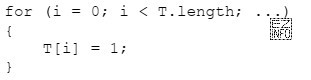Przedstawiony fragment kodu napisano w języku JavaScript. Aby program 
