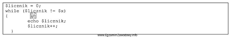Jeśli zmienna <i>$x</i> przechowuje dowolną liczbę naturalną 