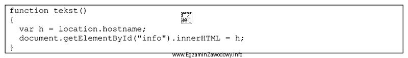 Przedstawiona funkcja, zapisana językiem JavaScript, ma za zadanie