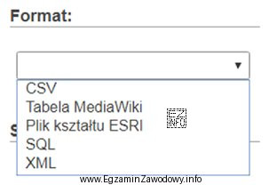 Na obrazie przedstawiono wybór formatu pliku importującego bazę 