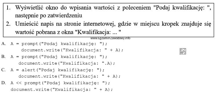 Aby w JavaScript wykonać wymienione kroki, należy w znaczniku &
