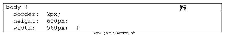 Projektując stronę internetową, umieszczono kod definiujący jej styl. 
