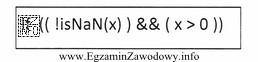 Warunek zapisany w JavaScript jest prawdziwy, gdy zmienna x przechowuje