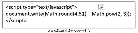 Po wykonaniu przedstawionego kodu JavaScript wyświetli się wartość