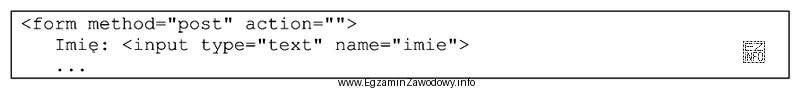 Formularz, którego fragment przedstawiono, został obsłużony w 