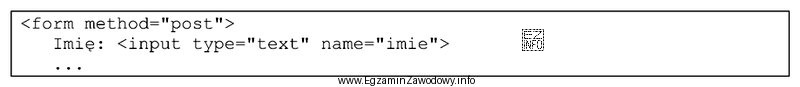 Formularz, którego fragment przedstawiono, został obsłużony w 