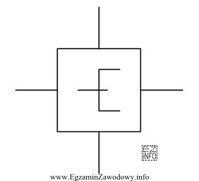 Przedstawiony symbol graficzny stosowany w schematach telekomunikacyjnych jest oznaczeniem