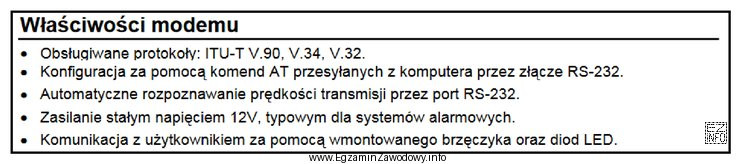 Na podstawie dokumentacji technicznej modemu analogowego można stwierdzić, że 