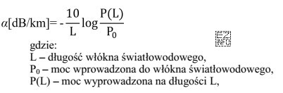 Który parametr włókna światłowodowego wyznacza się za 