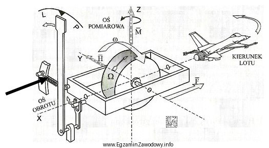 Na rysunku zamieszczono schemat konstrukcyjny przyrządu giroskopowego o poziomej 