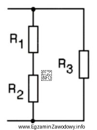 Trzy rezystory o wartościach R1=R2=5Ω oraz R3=10Ω połą