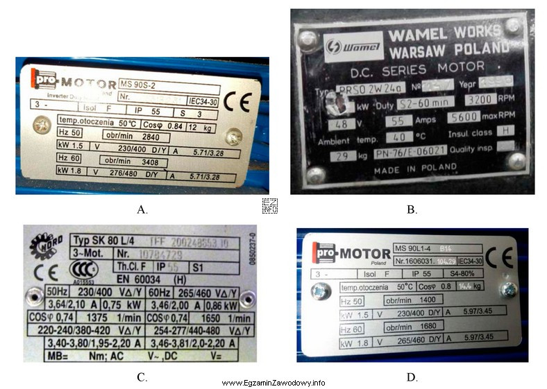 Wskaż tabliczkę znamionową urządzenia napędowego zasilanego stałym 