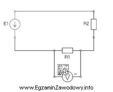 W układzie połączonym jak na schemacie woltomierz 