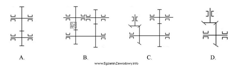 Na którym rysunku przedstawiono schemat przekładni jednostopniowej walcowej?