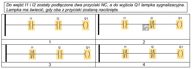 Lampka ma świecić, gdy oba z przyciski zostaną naciśnię