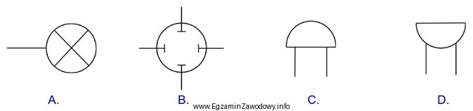 Prawidłowo narysowany symbol graficzny brzęczyka (ang. buzzer) przedstawiono 
