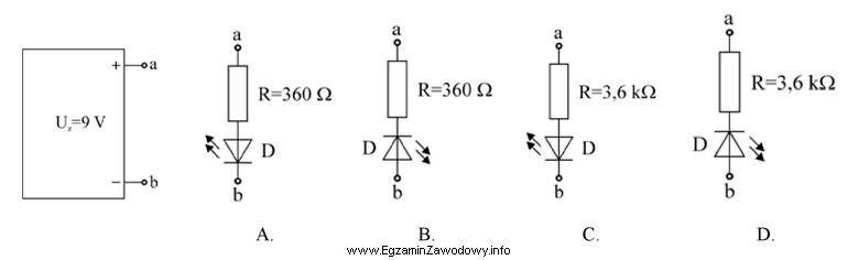 Który układ połączeń rezystora i diody 