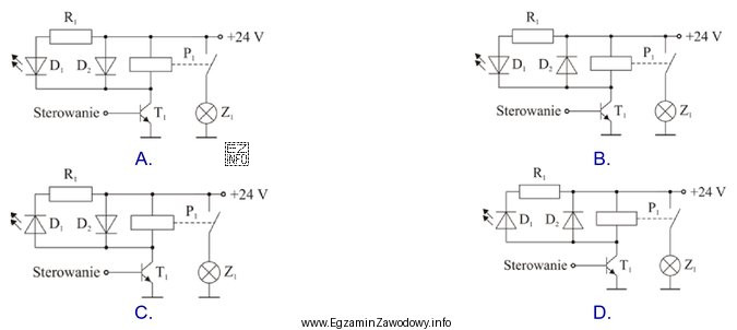 W którym układzie diody D<sub>1</sub> i 