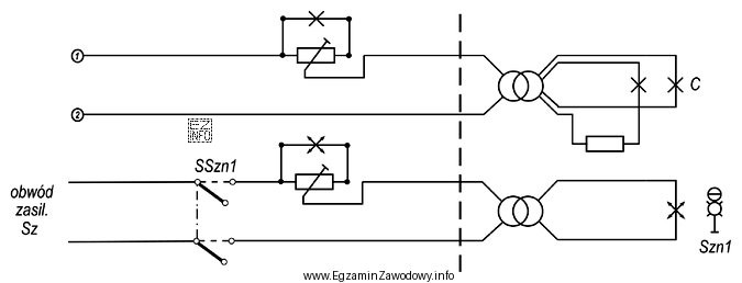 Symbol graficzny oznaczony SSzn1 w obwodzie przedstawionym na rysunku oznacza 