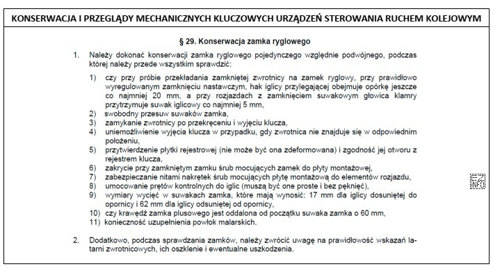 Podczas konserwacji zamka ryglowego, zgodnie z instrukcją Ie-12, należy 
