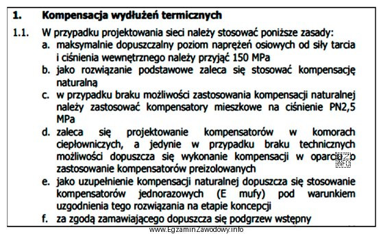 W ramce przedstawiono wytyczne projektowania sieci. Który rodzaj kompensacji 